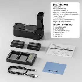 10103339 Neewer Mb-n12 Replacement Vertical Battery Grip For Nikon Z8 With 2 Batteries