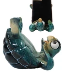 Comical Blue Shelled Sea Turtle Back Flip Cell Phone Holder Stand Figurine. Fixed Price $24.99.
