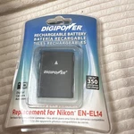 Digipower Battery For Nikon EN-EL14 7.4V 1030MAH D3100 D3200 D5100 P7000. Fixed Price $15.00.
