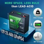 Eryy 12V 23.4AH LIFEPO4 Lithium Battery With 30A Bms & Lcd Voltmeter - Black. Fixed Price $60.10.