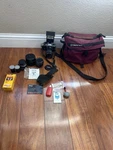 Nikon Fg Slr Camera Vivitar Flash Tamrac Bag Lenses Tiffen Filter. Fixed Price $185.00.