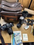 Canon T50 35MM Film Camera Big Bundle W/ Lenses. Fixed Price $125.00.